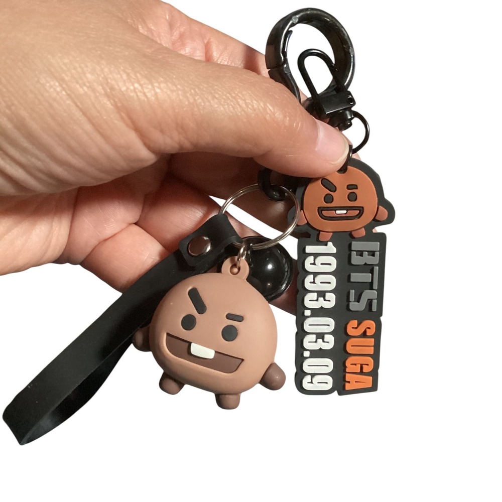BTS Suga BT21 Shooky Brown Rubber Figure Charm Wristlet Strap 1993.03.09 - Picture 2 of 9